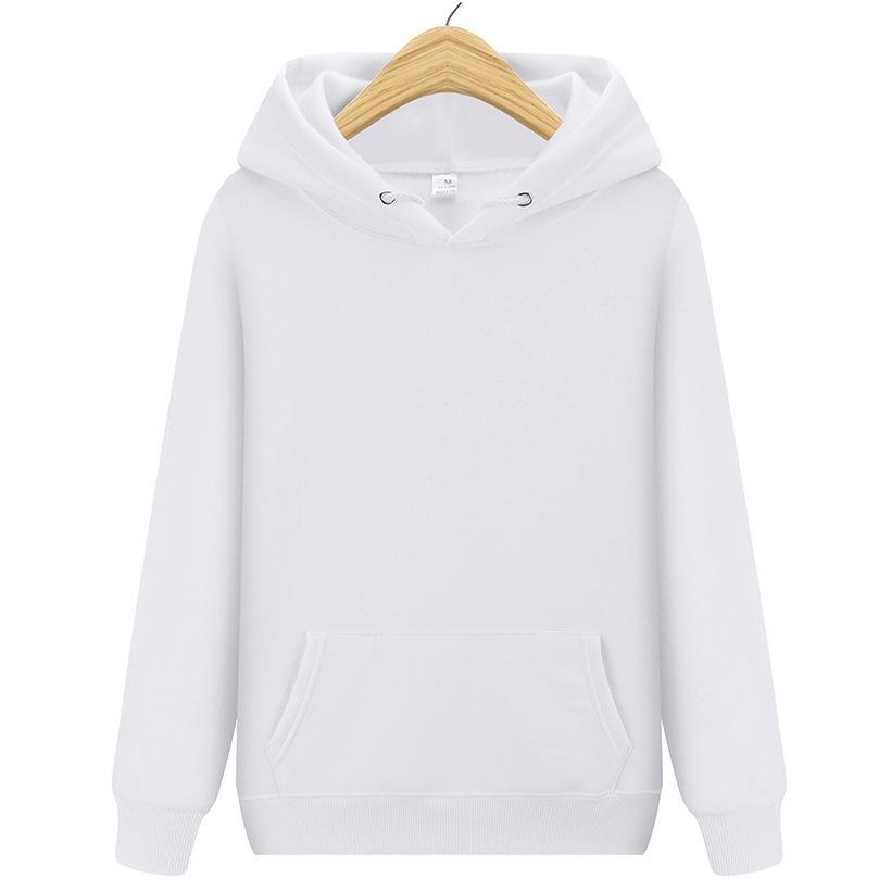 Unisex Solid Color Thick Hooded Sweatshirt with Plus Velvet for Autumn and Winter