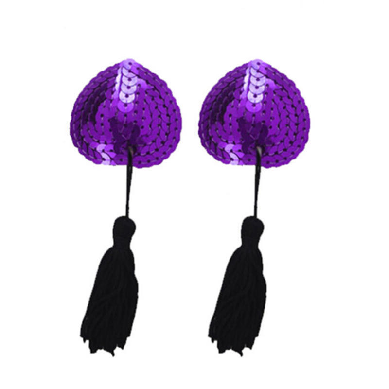 Beautiful Multiple Color Type Tassel Heart Shaped Sequin Fun Nipple Sticker