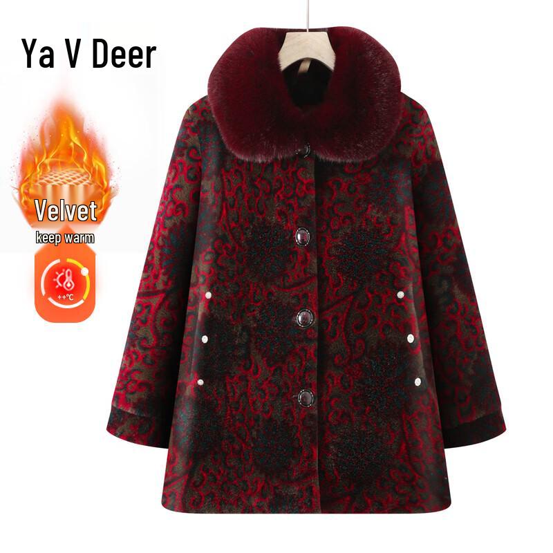 Yalu Women's Warm Floral Plus Velvet Winter Jacket