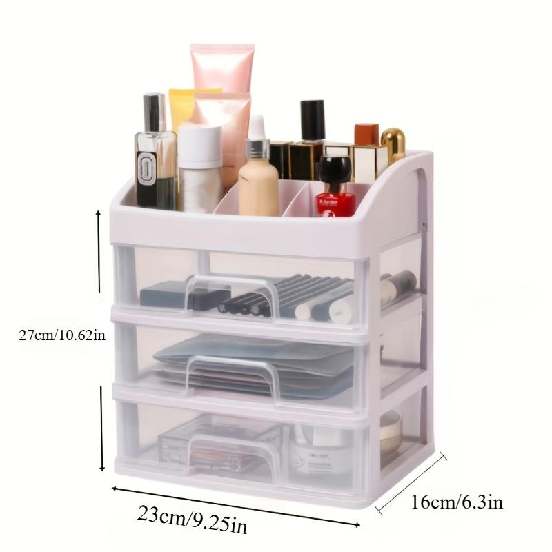 

Multi-Layer Office Desktop Storage Box Cosmetic Organizer with Drawers - Transparent Storage Box for Makeup File білий