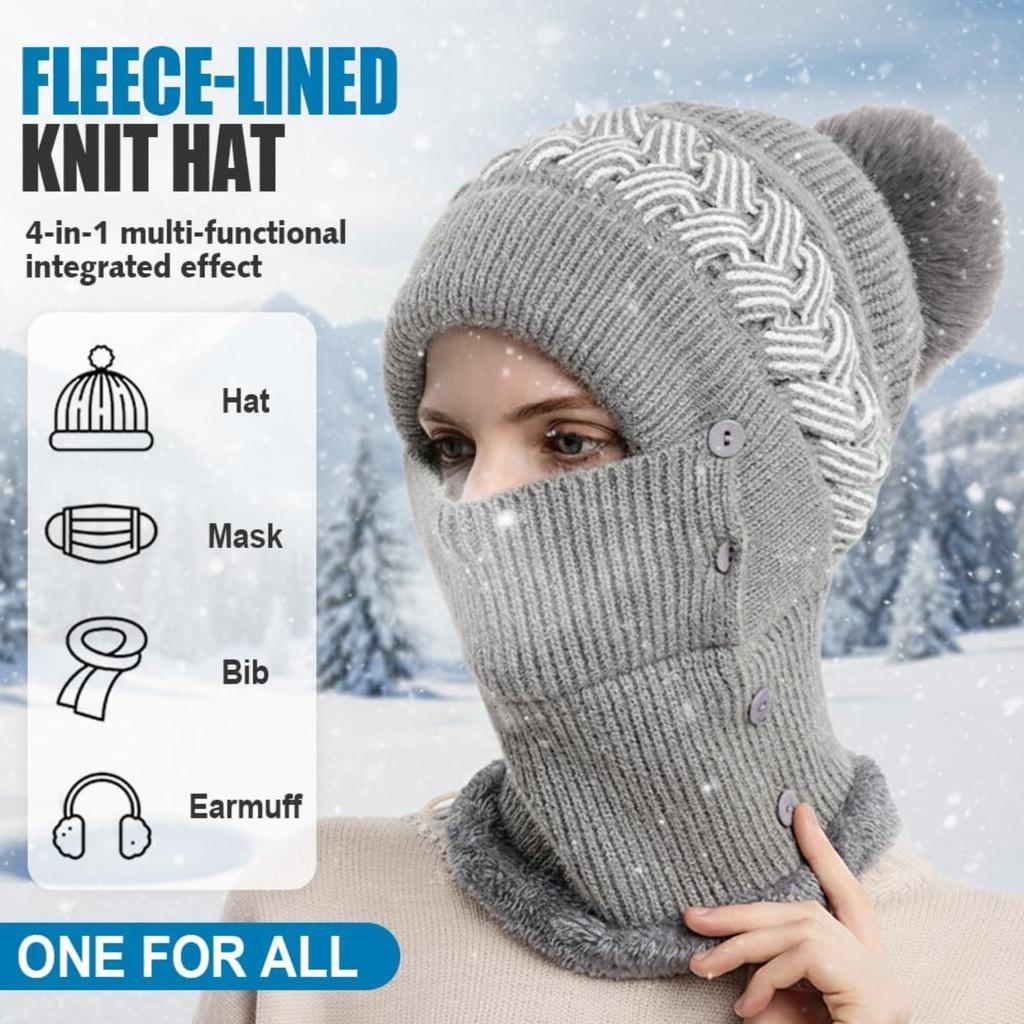 3 in 1 Beanie Hat with Scarf and Mask, 2026 New Beanie Hat for Women, Knitted Ski Scarf and Mask Set