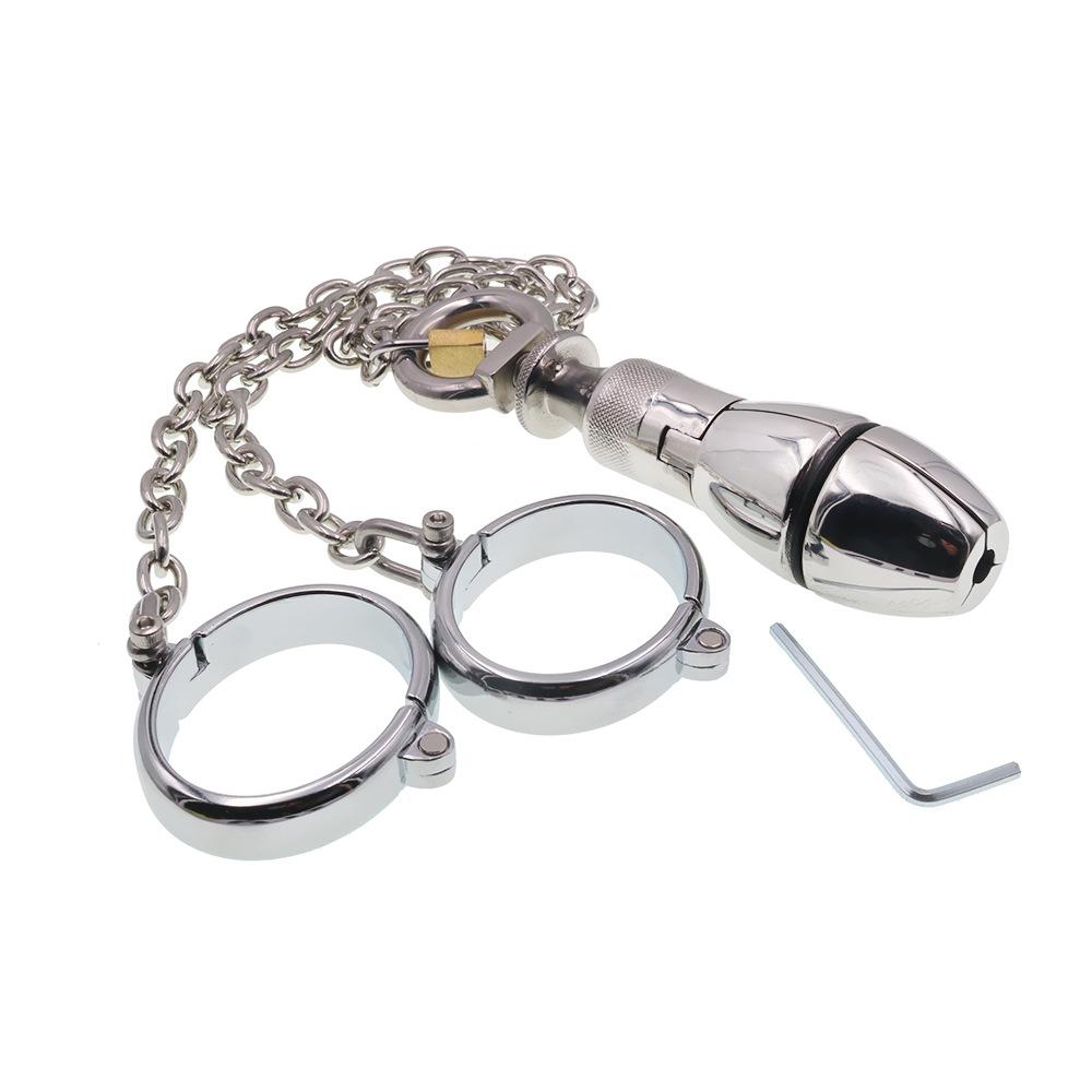 Metal Bracelet Butt Plug Lock Opening and Closing Anal Bolt Binding Alternative Chrysanthemum Masturbation Adult Toy Sex Tool