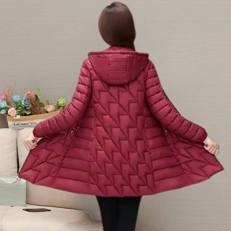 Parka Taglia Larga 6XL Lunghezza Media Giacca Leggera, Cappotto Autunnale in Piuma e Cotone per Mamme, Cappotto Trapuntato da Donna Cappotto Trapuntato, Parka Invernali