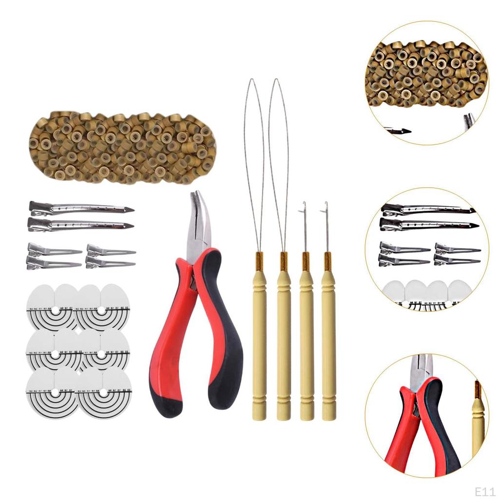 Haarverlängerungswerkzeug, Friseurbedarf, 500 Silikonperlenringe, Stylinggerät