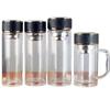 Burn-Resistant Double-Layer High Borosilicate Glass Tea Cup with Custom Logo and Tea Separator.