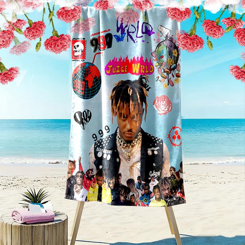 Juice Wrld Print Beach Towel, Large Soft Quick Dry Towel for Beach Camping Swimming