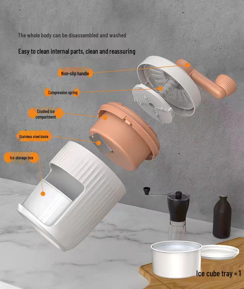 Portable Hand-Crank Ice Shaver: Mini Smoothie Maker & Manual Ice Crusher for Home Kitchens