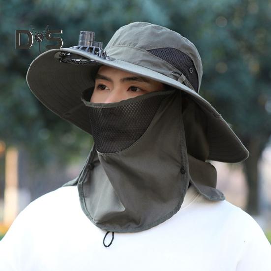 Fisherman Hat with Removable Fan Rotatable USB Fan Wide Brim Sun Hat UPF50+ Protection Adjustable Circumference Fishing Hat