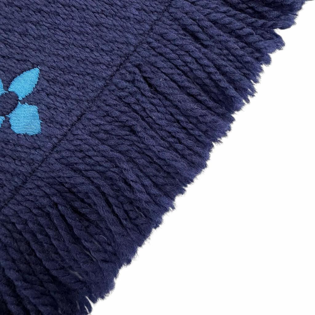 Great LOUIS VUITTON Scarf Escalp Logo Mania Navy Wool Women M70899 Used
