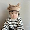 Flat Top Cat Ear Beret Korean Duck Tongue Cap Cartoon Baby Corduroy Beret  2-6 Years