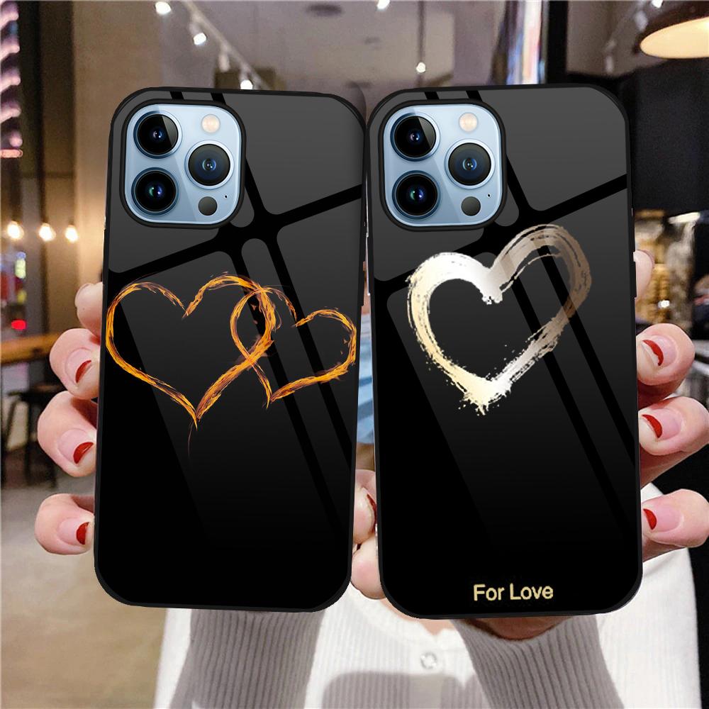 Pouzdro z tvrzeného skla Love Heart pro Iphone 14pro Max 13 11 12 Mini Xs Xr X Kryt pro Iphone 7 8 6s Plus Se 2022 Coque Capa