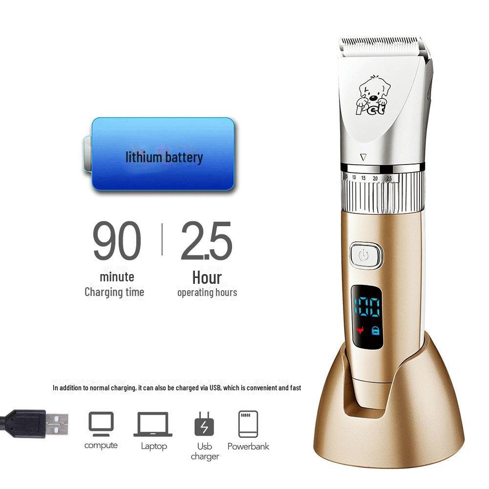 LCD Display Ceramic Blade Pet Clipper: Full Body Wash Trimmer for Cats and Dogs