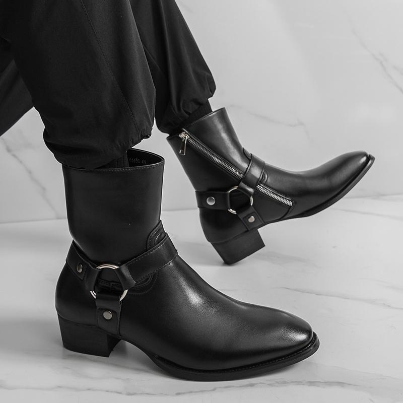 Fashion High Quality Non Slip Sole Wear-resistant Leather Boots Business Casual Men Leather Boots Fashionable and Elegant Chelsea Boots