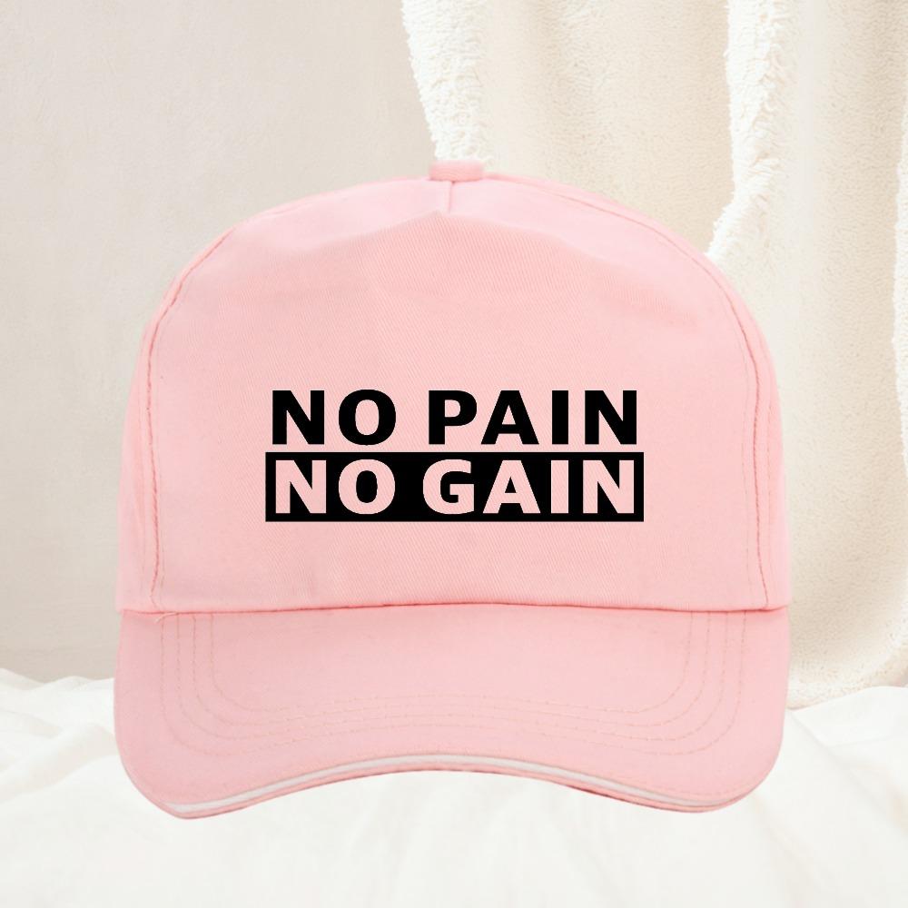 No Pain No Gain Baseball Cap for Unisex Women Adjustable Bodybuilding Fitness Gym Dad Hat Sun Protection Snapback Hats