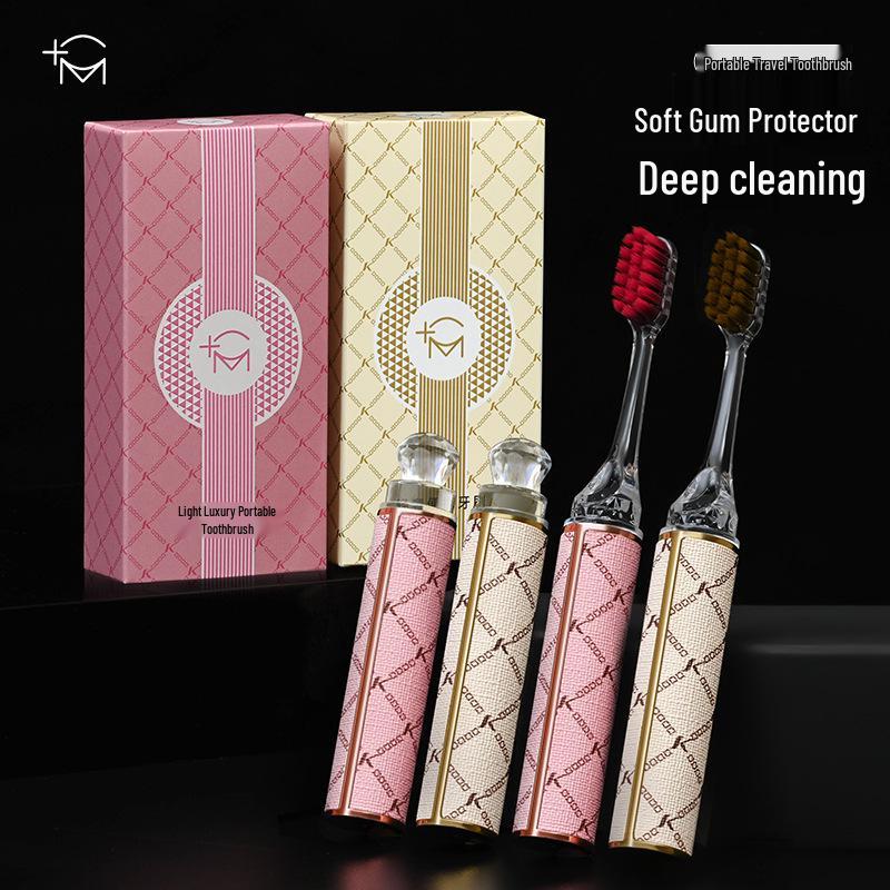 Portable Soft Bristle Toothbrush for Gum Care - 10,000 Bristles - Travel-Friendly Couple's Gift Set
