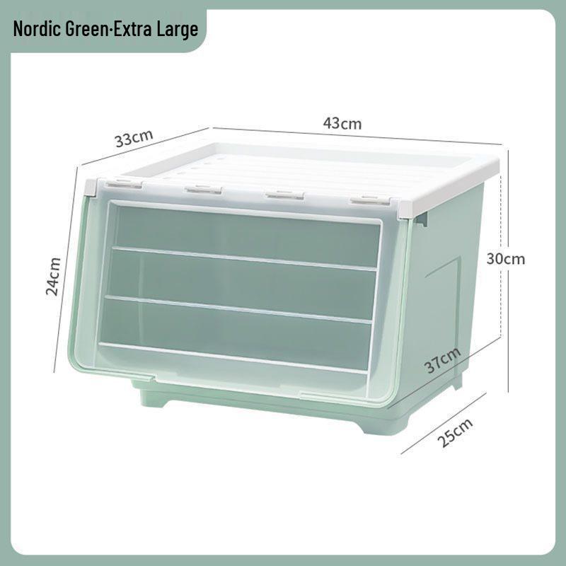 Side-Opening Extra-Large Stackable Plastic Storage Box for Living Room Toys