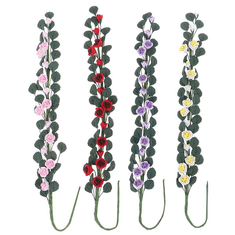 1Pc 1:12 Miniature Dollhouse Rose Flower Vine Doll House Decor Accessories