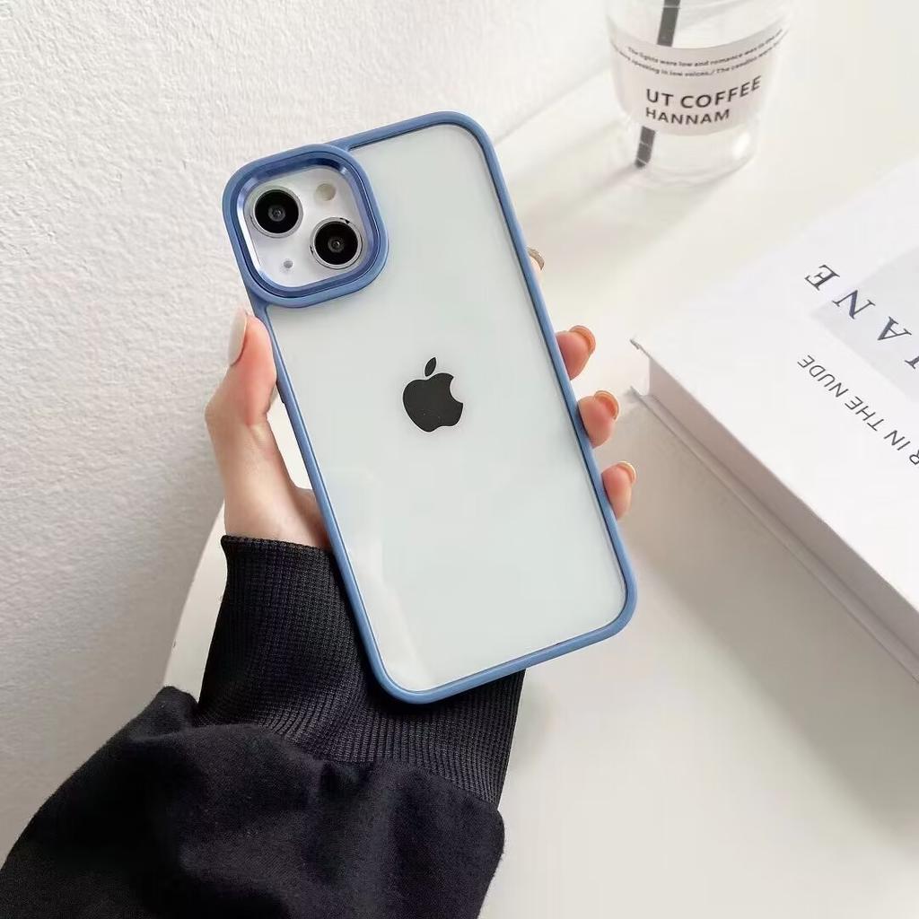 Transparente Harte Acryl Handyhülle Für iPhone 14 15 Pro Max Stoßfeste Hülle Funda iPhone 11 12 13 Pro Silikonrahmen Rückseite