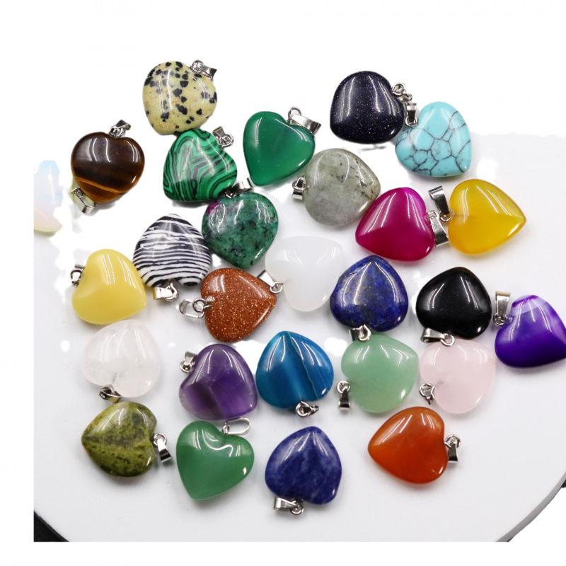Amethyst & Achat Herz Halskette: Natürlicher Stein 20mm Anhänger Schlüsselanhänger Zubehör