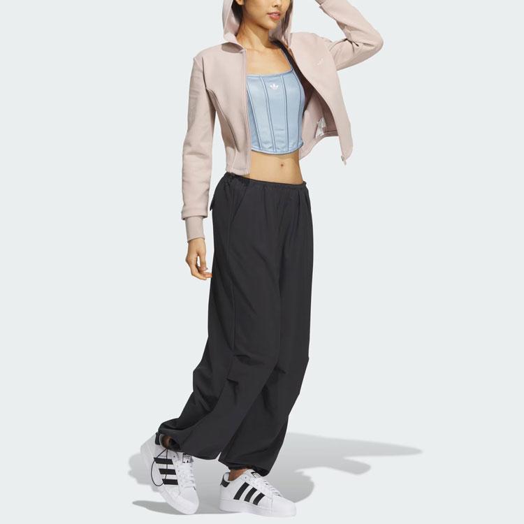 adidas Originals Kleeblatt Korsett Kapuzenjacke Damen Jacken Miracle-Grey Taupe-Braun IX1907