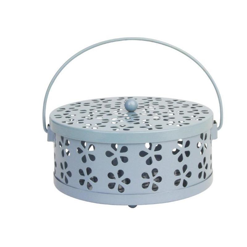 Insect Repellent Incense Burner Box Holder Mosquito Coil Tray Iron Portable