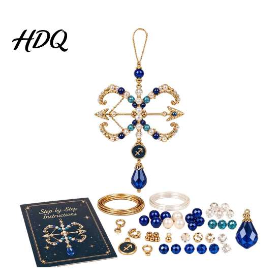 Relaxing Screen Free Activities 12 Zodiac Blessing Beaded Ornament DIY Kit Beginner Friendly Sign Handmade Constellation Ornaments Beading Craft Set,
