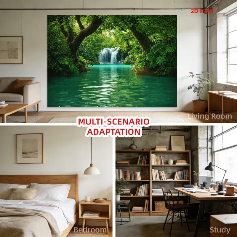 2D Tropical Forest Waterfall Backdrop for Aesthetic Nature Content Creation