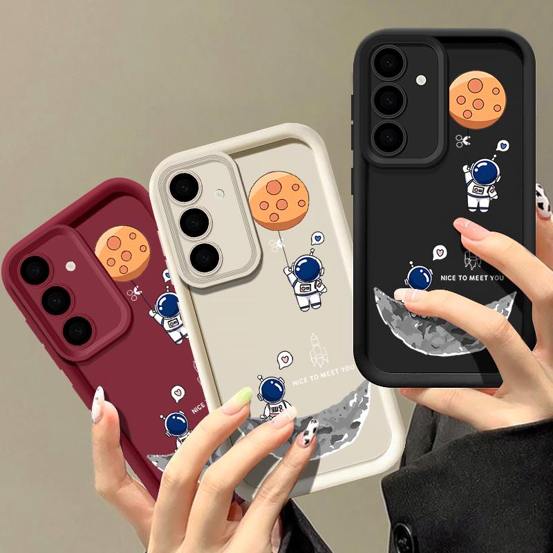 Soft Case For Samsung Galaxy S24 FE S25 Edge S22 S23 Ultra A56 A36 A26 A55 A16 A15 A35 A25 A14 A54 Cute Astronaut Phone Cover