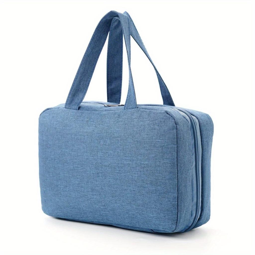 1pc Multi-Color Hanging Toiletry & Makeup Organizer Bag with Dry/Wet Separation – Gray, Navy Blue, Pink Four Color