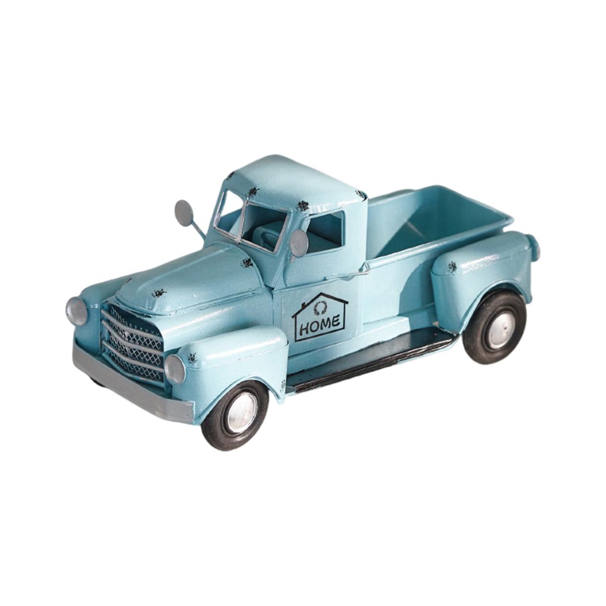 

Винтажный грузовик, украшение, металлический грузовик, центральный элемент с подвижными колесами, коллекционное ретро-украшение для грузовика, многоярусный поднос, декор стола в фермерском доме синий