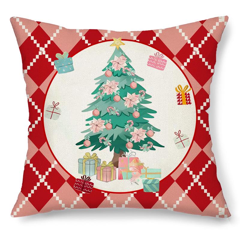 

2024 Colorful Christmas Tree Pillowcase - Festive Letter Design Home Cushion Cover 45x45cm (excluding pillow core)