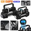 12V Metal Air Compressor Portable Dual Cylinder Auto Inflatable Pump 150PSI Heavy Duty Car Tire Inflator with Pressure Gauge