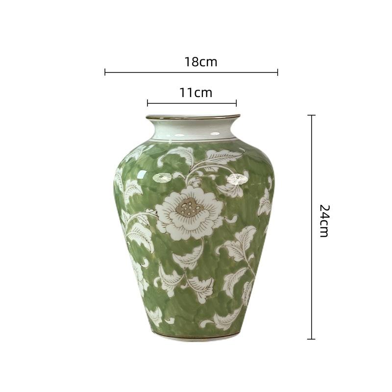 Chinese-style Retro Ceramic Vase Blue and White Porcelain Vase Flowerpot Flower Arrangement Accessories Home Decoration