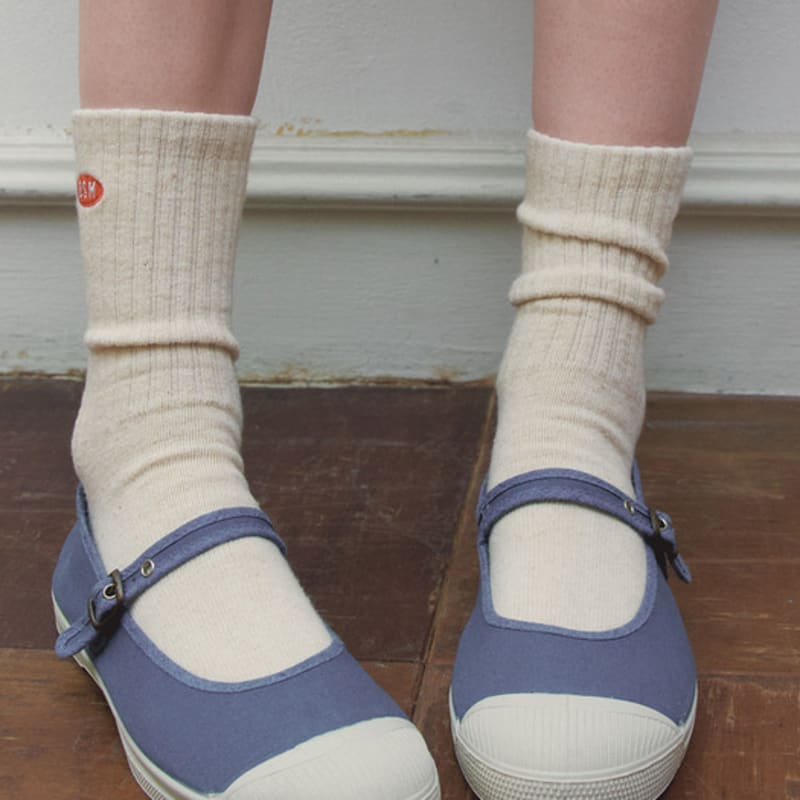 BENSIMON BSM LOGO ORGANIC Cotton SOCKS - NATURAL