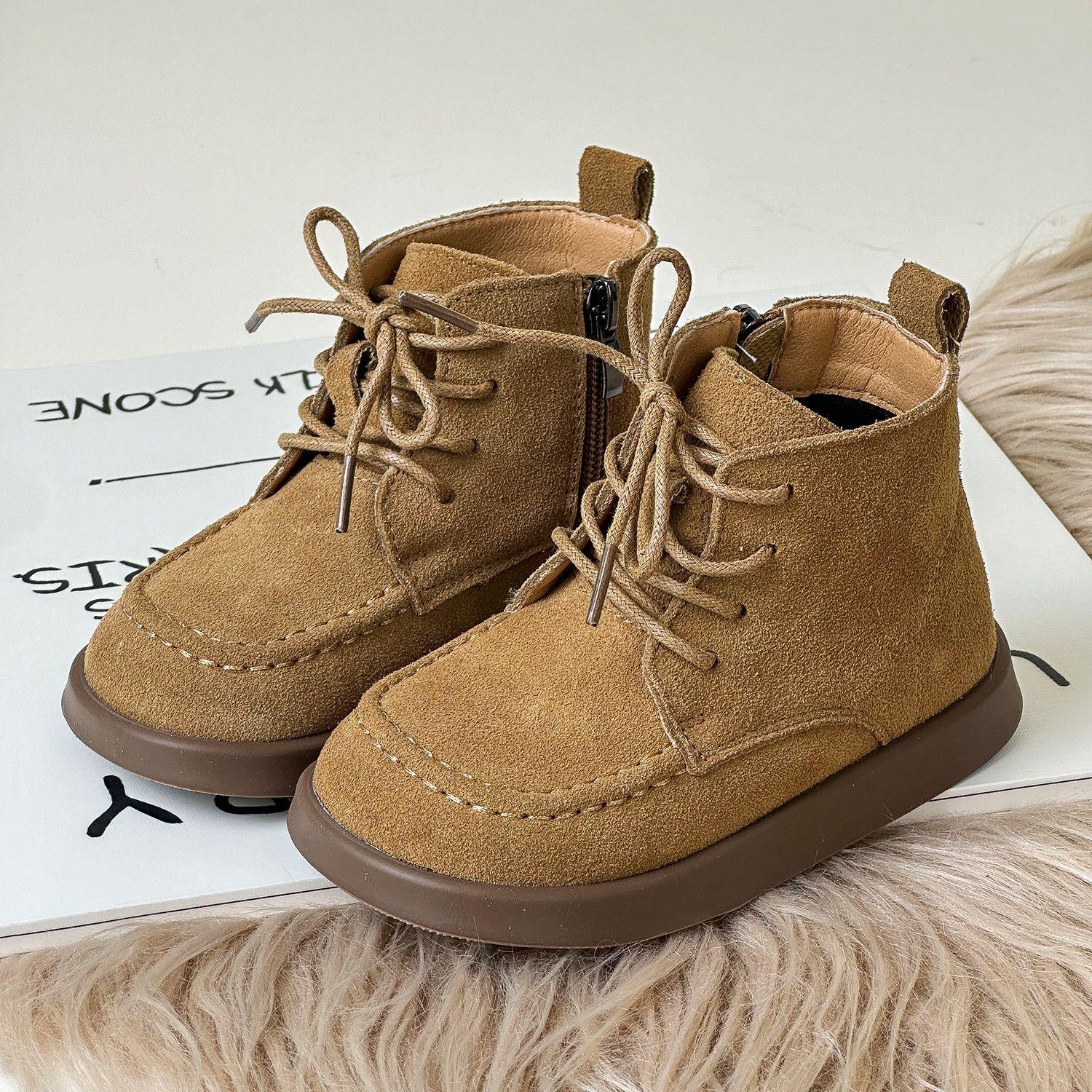 

2024 новая детская обувь осенне-зимние детские ботинки из матовой кожи для девочек одинарные ботинки корейская мода 23