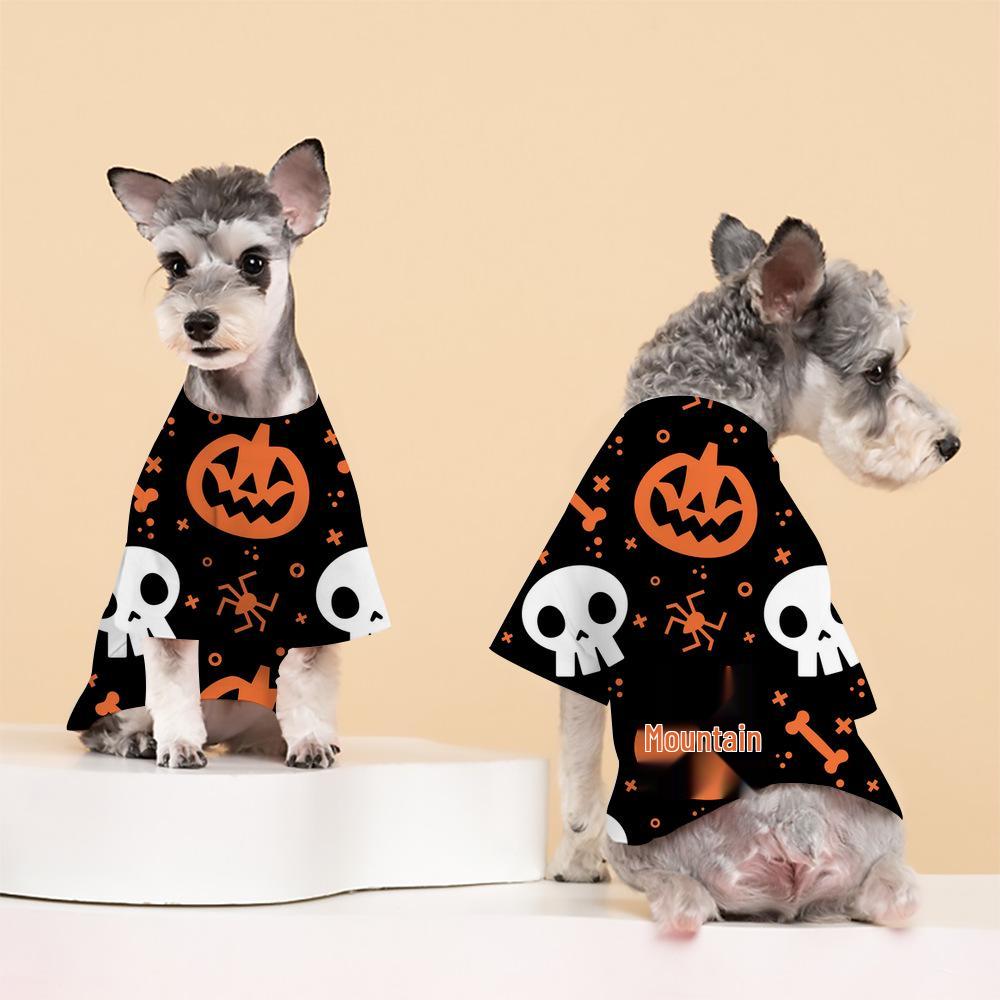 Cross-border Halloween Print Pet T-shirt for Small/Medium Dogs & Cats - Spring/Autumn Two-legged Casual Wear