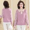 Chiffon Sleeve Patchwork Top for Middle-Aged and Elderly Women
