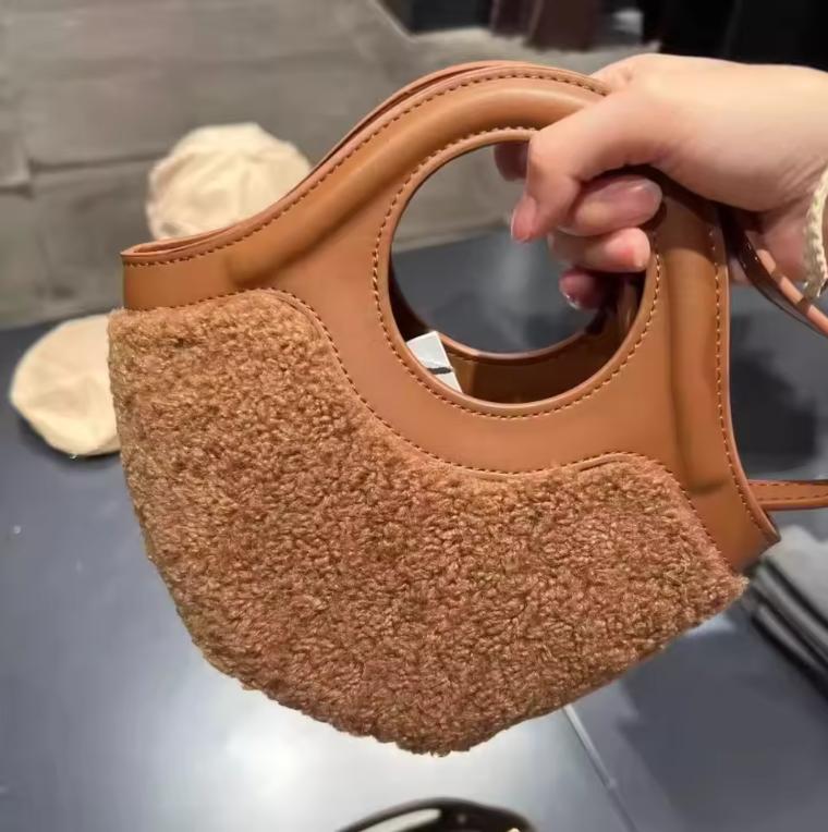 

Сумка женская новая осенне-зимняя из овечьей шерсти, сумка-корзина, плюшевая сумка через плечо, универсальная шерстяная сумка-тоут, сумки для женщин, сумки