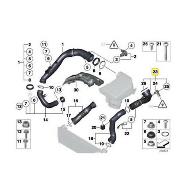 Intercooler Turbocharger-Air Pipe with Map Sensor for X6 F01 F07 F13 X6 13717609811 13717588268 Air Intake Booster-Hose