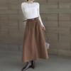 New ArrivAls Open Run Women Simple RAyon Belt Set A Line Long Skirt