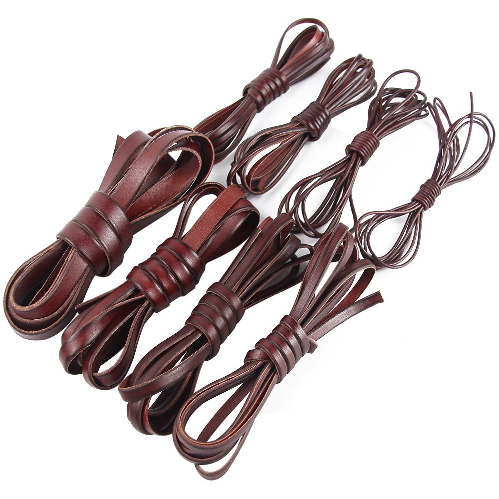 2meter Coffee Cow Leather Strap Findings Vintage Cowhide Rope Flat Leather Cord String Rope DIY Necklace Bracelet Making