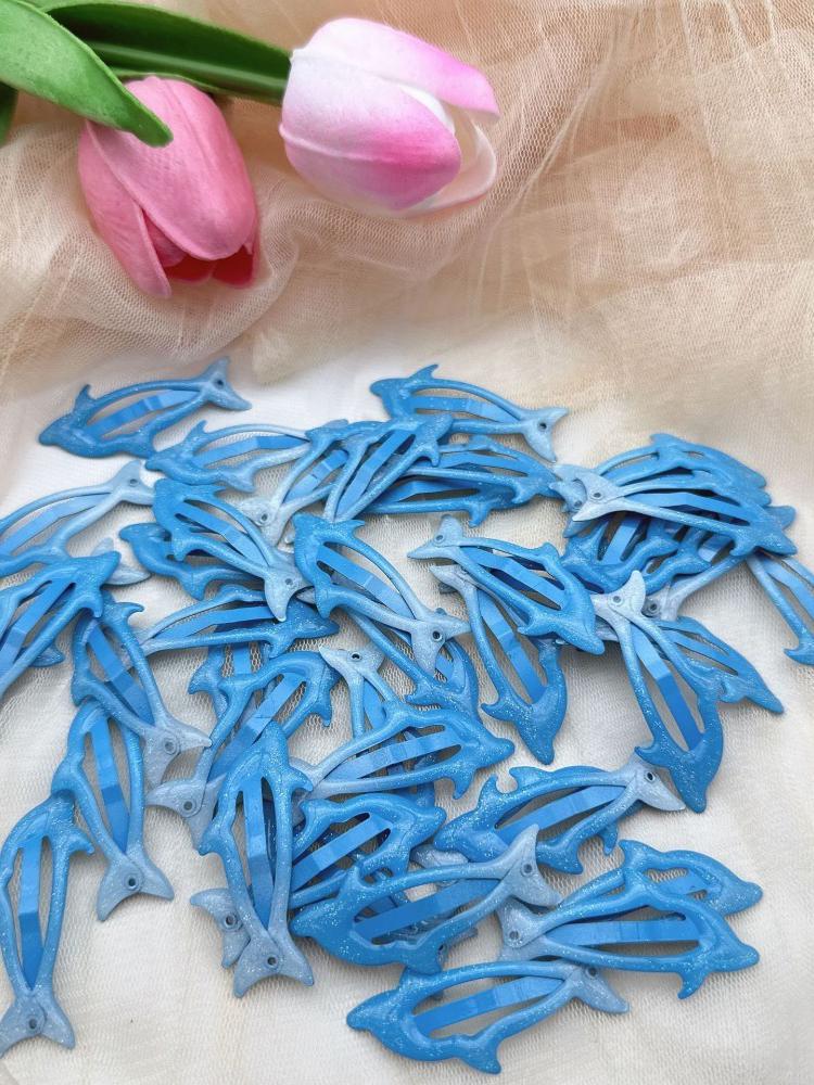 3/4pcs Cute Blue Dolphin Shaped Hair Clip for Petite Girls, Sweet Hair Accessories, Sweet and Fashionable Hair Accessories