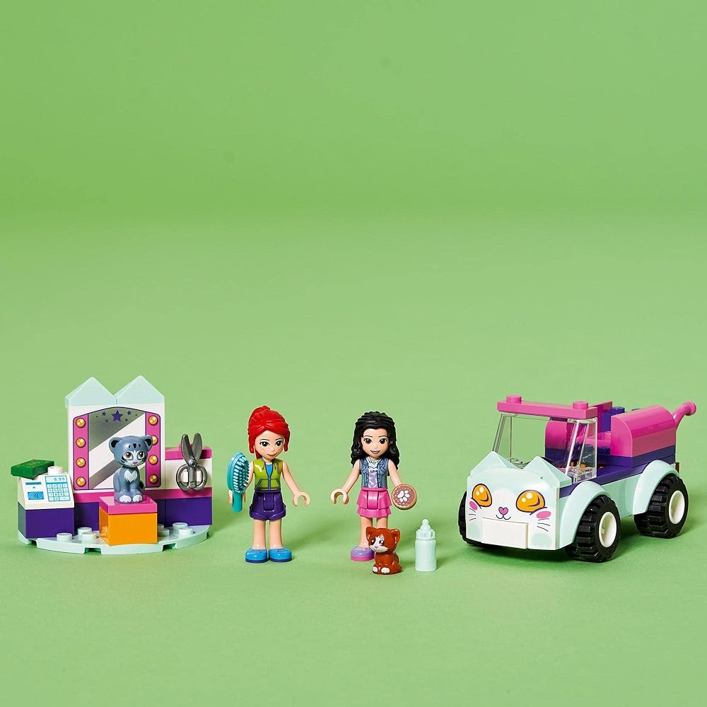 LEGO Friends Cat Pet Salon Car 41439 Toy Building Blocks for Kids Ages 4 and Up