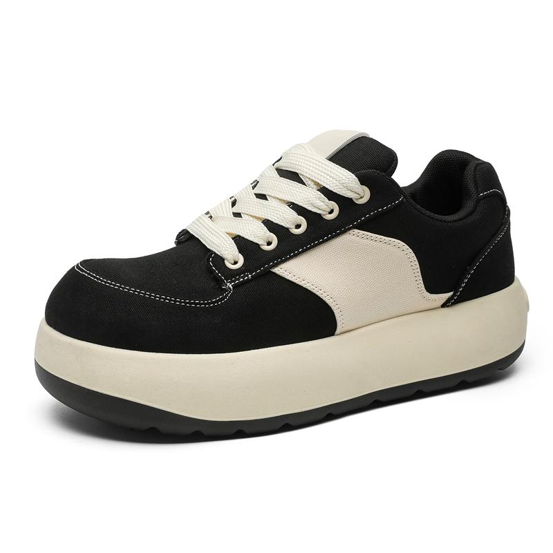 

Модные кроссовки на толстой подошве для пап и мам 2025 Лето Осень На шнуровке Массивные кроссовки Повседневная обувь для скейтборда Смешанные цвета Спортивная обувь 44 чёрный