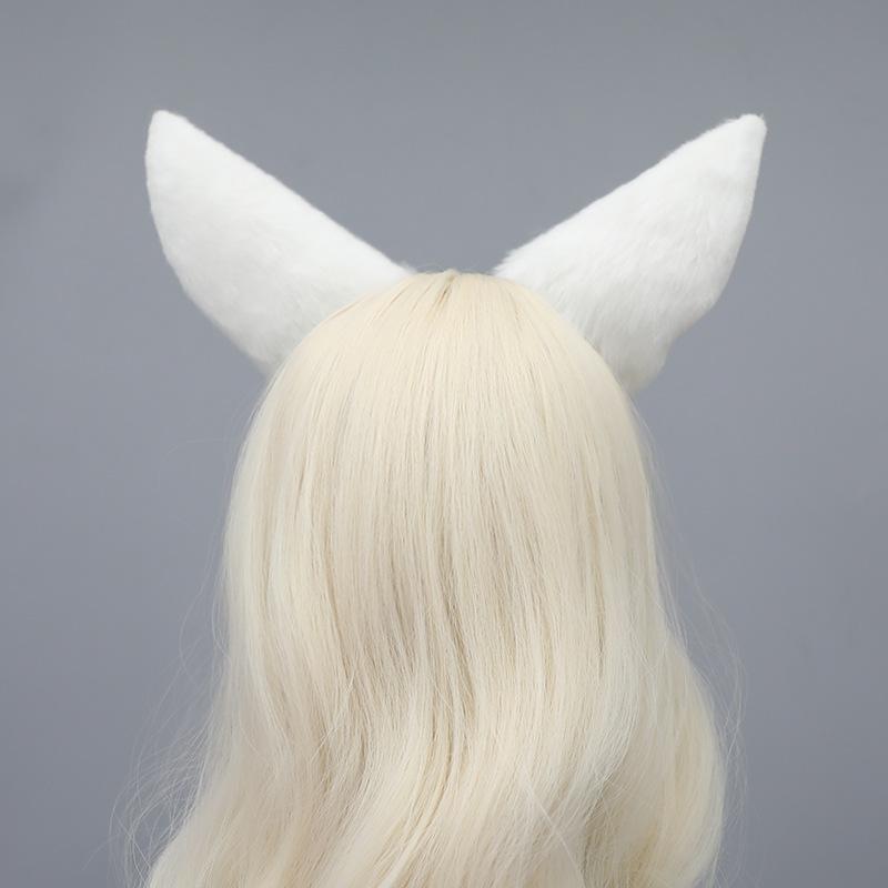Simulation Beast Ear Headgear Cosplay Headband Fox Ears Hair Accessories White Fox Ears Headband Cosplay Accessories
