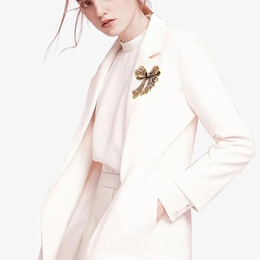 Rhinestone Brooch Alloy Electroplating Retro Bow Women's Brooch High-end Accessories Pin