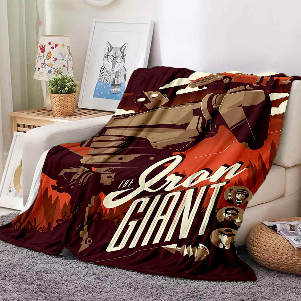 

1pc Iron Giant Flannel Throw Blanket - HD Printed Lightweight Soft Warm All-Season Blanket for Sofa, Bed, Travel058 130cmx150cm