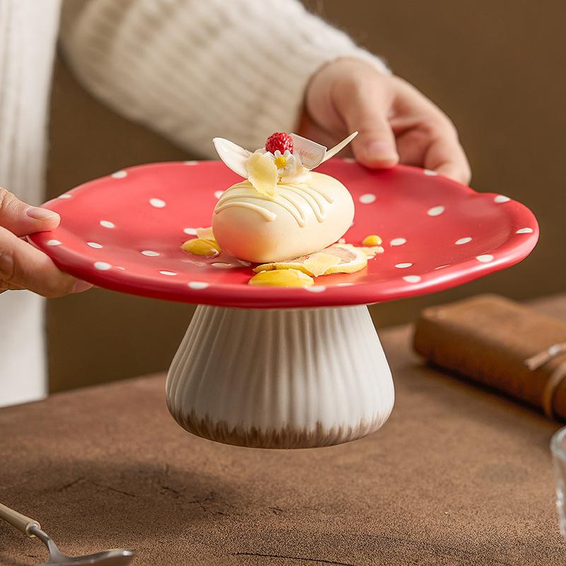 Cartoon Niedlicher Pilz Keramiktablett Zuhause Geschirr Zarter Obst Dessertteller Hotel Restaurant Kochgeschirr Küchenutensilien