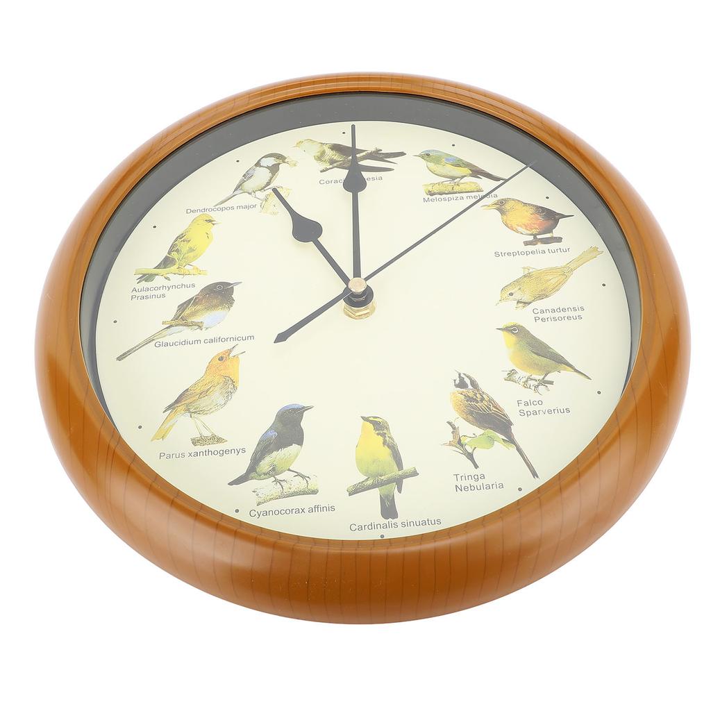 10 Inch Wall Clock Multipurpose Cuckoo Round Silent Punctual Bird Calls Christmas Music Indoor Wall Clocks for Living Room