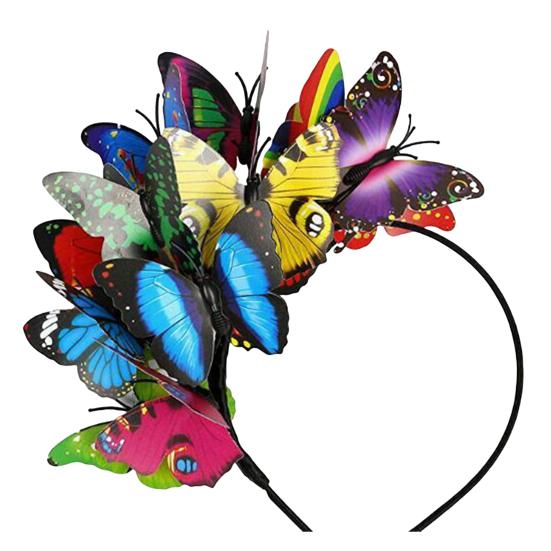 

Разноцветные обручи для волос с бабочками, повязка на голову для девочек, Корона, регулируемый костюм для чаепития, Хэллоуина, головной убор для взрослых и детей зелёный